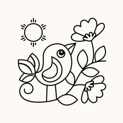 Flora Fun — colouring page